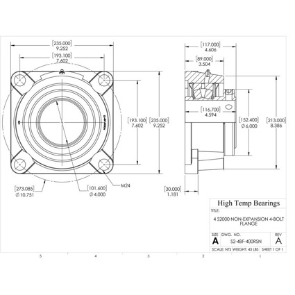 Heavy Duty S2000 4 Bolt Flange: 4