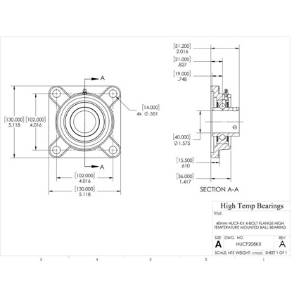 High Temperature 4-Bolt Flange: 40mm High Temperature 500 °F Mounted 4 ...