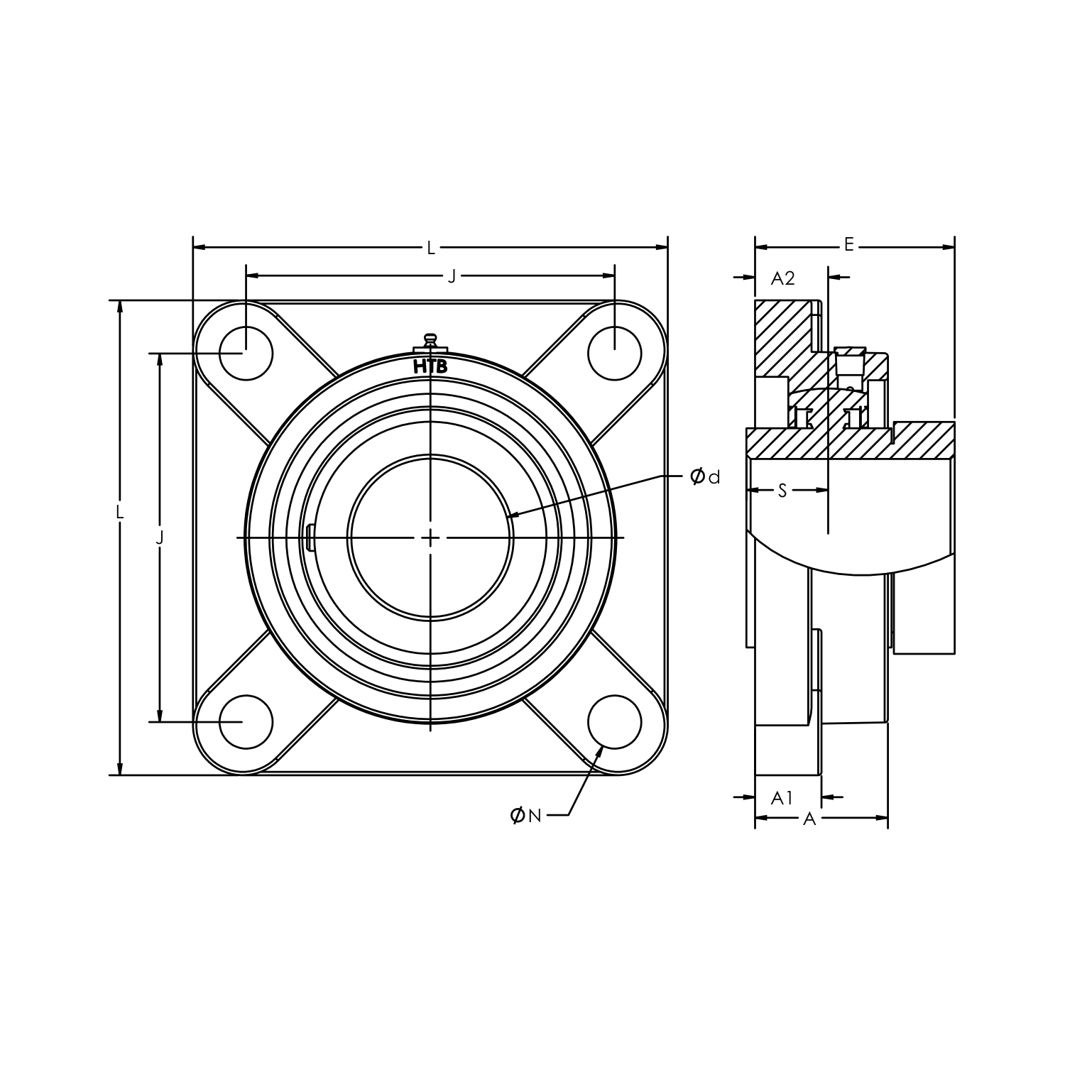 Eccentric Collar 4Bolt Flange 11/4" 207 Eccentric Mounted 4 Bolt Flange Bearing.High Temp
