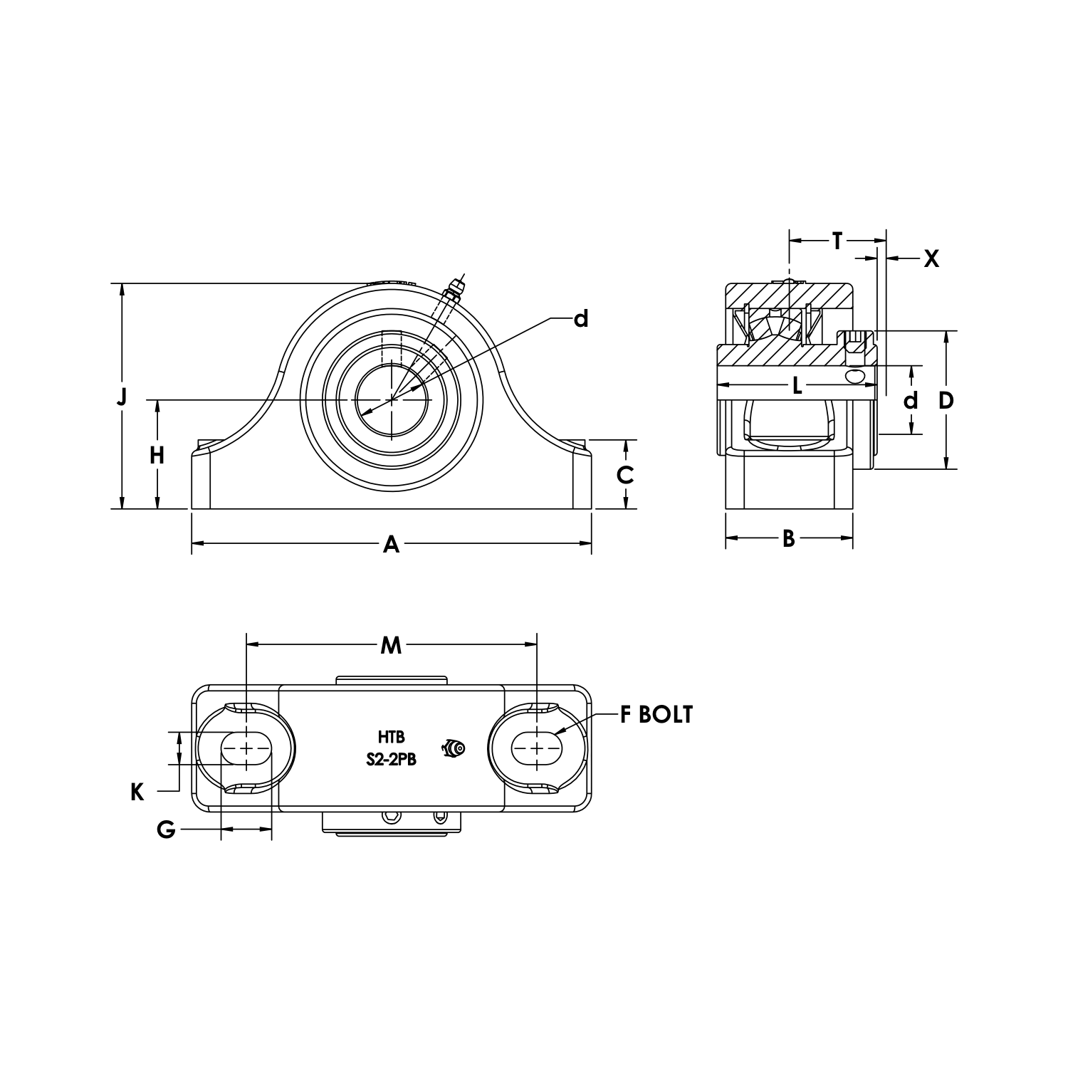 Heavy Duty S2000 2 Bolt Pillow Block 2" S2000 Expansion 2 Bolt Pillow