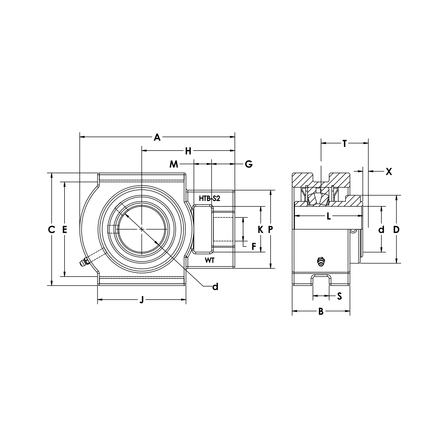 Heavy Duty S2000 Wide Slot Take Up Flange 55mm S2000 Expansion Wide