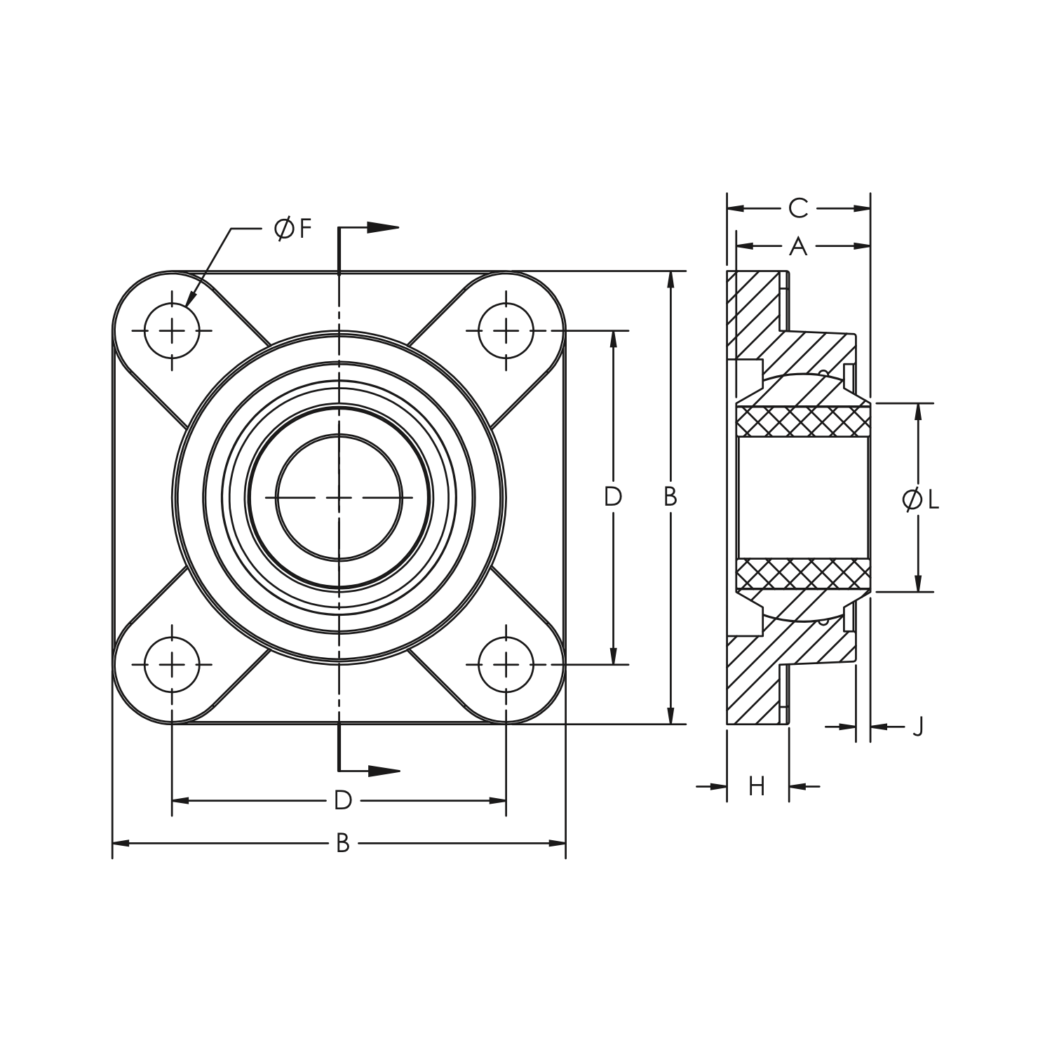 4Bolt Flange HT1000 Carbon Sleeve Bearing 15/16" 1000 °F Carbon 4