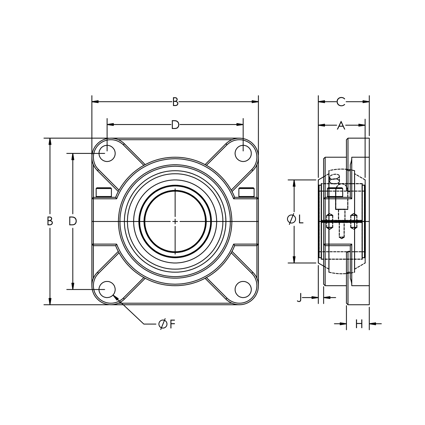 Split 4-Bolt Flange HT750 Carbon Sleeve Bearing: 3-15/16