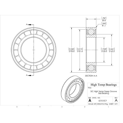 Picture of 50mm 6210 High Temperature 1200 °C Ceramic Bearing