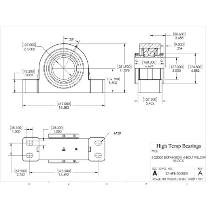 Picture of 5" S2000 Double Locking Expansion 4 Bolt Pillow Block Heavy Duty Bearing