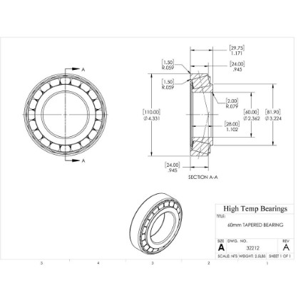 Picture of 60mm Tapered Bearing 32212