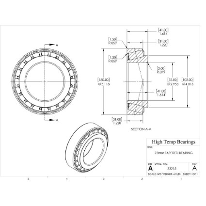 Picture of 75mm Tapered Bearing 33215