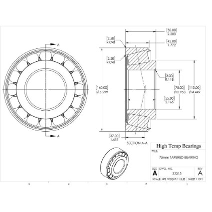 Picture of 75mm Tapered Bearing 32315