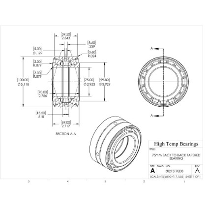 Picture of 75mm Back to Back Tapered Bearing