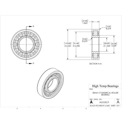Picture of 50mm Cylindrical Roller Bearing NU310ECP